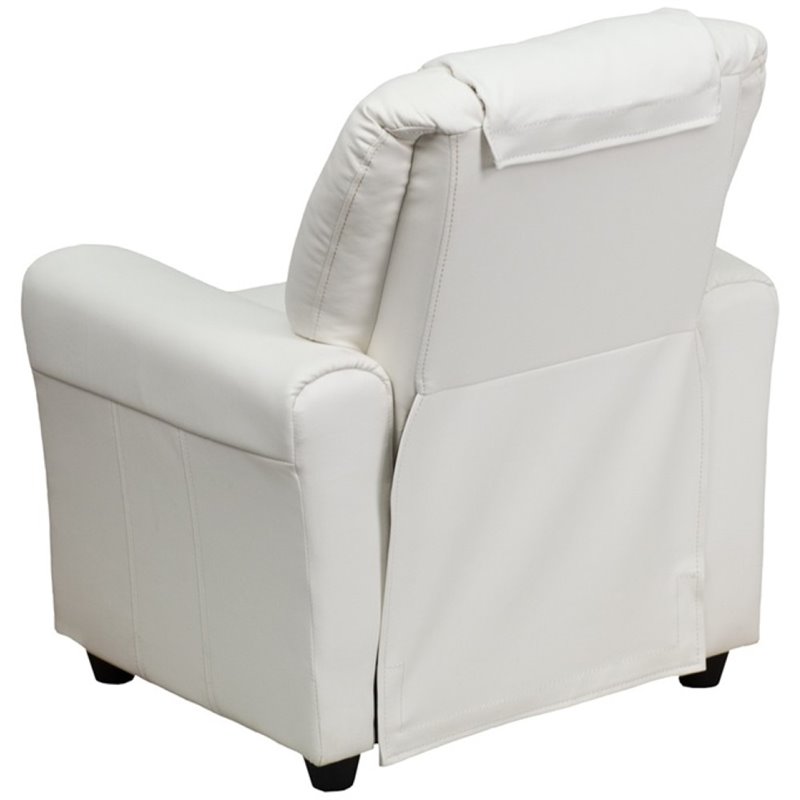 Flash Furniture Vinyl Recliner with Cup Holder and Headrest in White