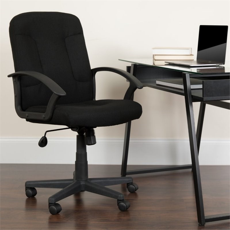 Flash Furniture Mid Back Office Chair with Nylon Arms in Black