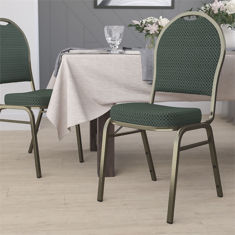 Flash Furniture Hercules Dome Back Banquet Stacking Chair in Green