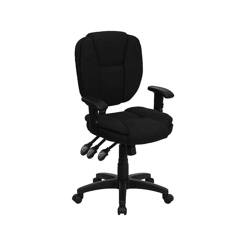 Flash Furniture Mid Back Fabric Ergonomic Task Office Chair in Black