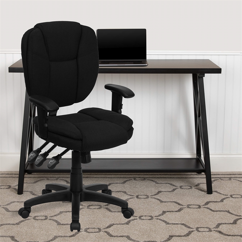 Flash Furniture Mid Back Fabric Ergonomic Task Office Chair in Black