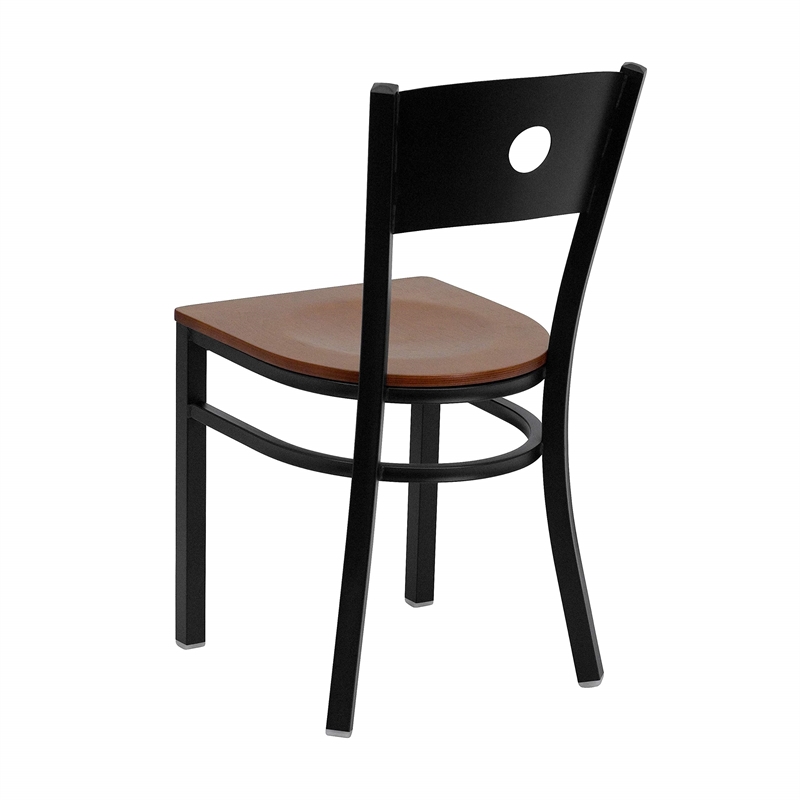 Flash Furniture Hercules Circle Back Metal Dining Chair in Cherry