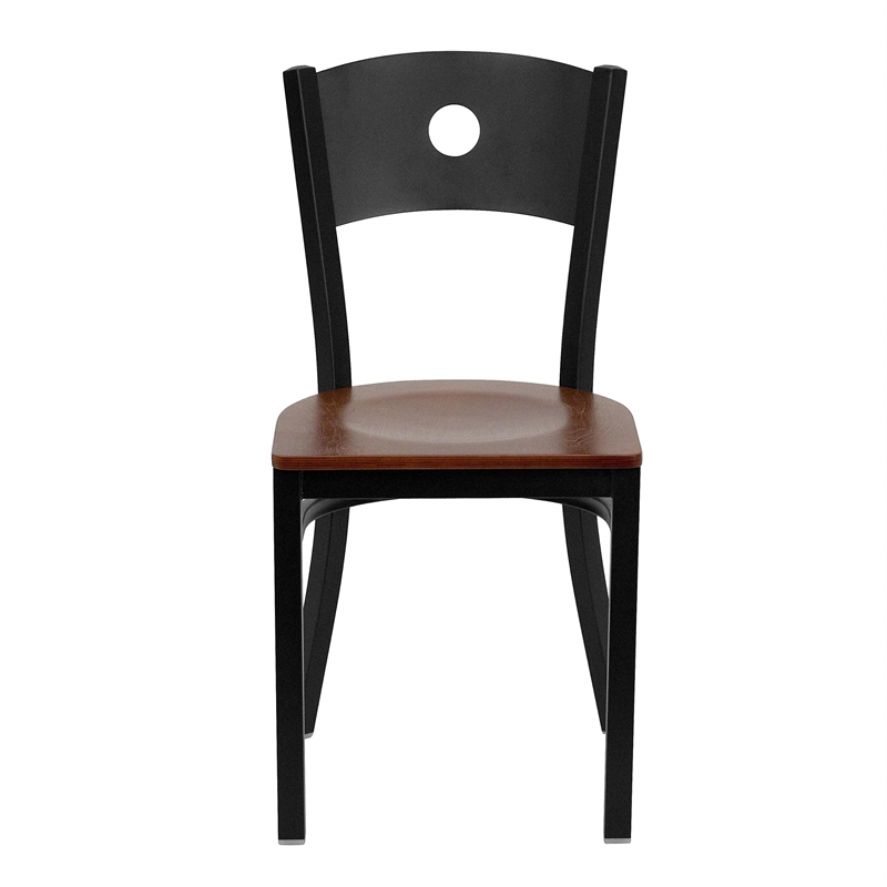 Flash Furniture Hercules Circle Back Metal Dining Chair in Cherry