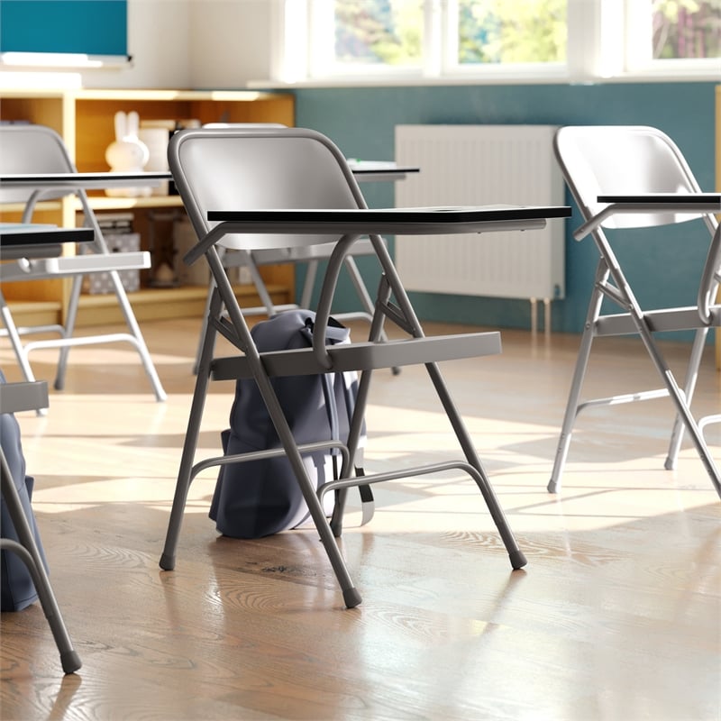 Flash Furniture Premium Steel Folding Chair with Right Hand Tablet Arm