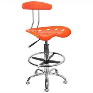 Flash Furniture Vibrant Drafting Chair Seat in Orange and Chrome