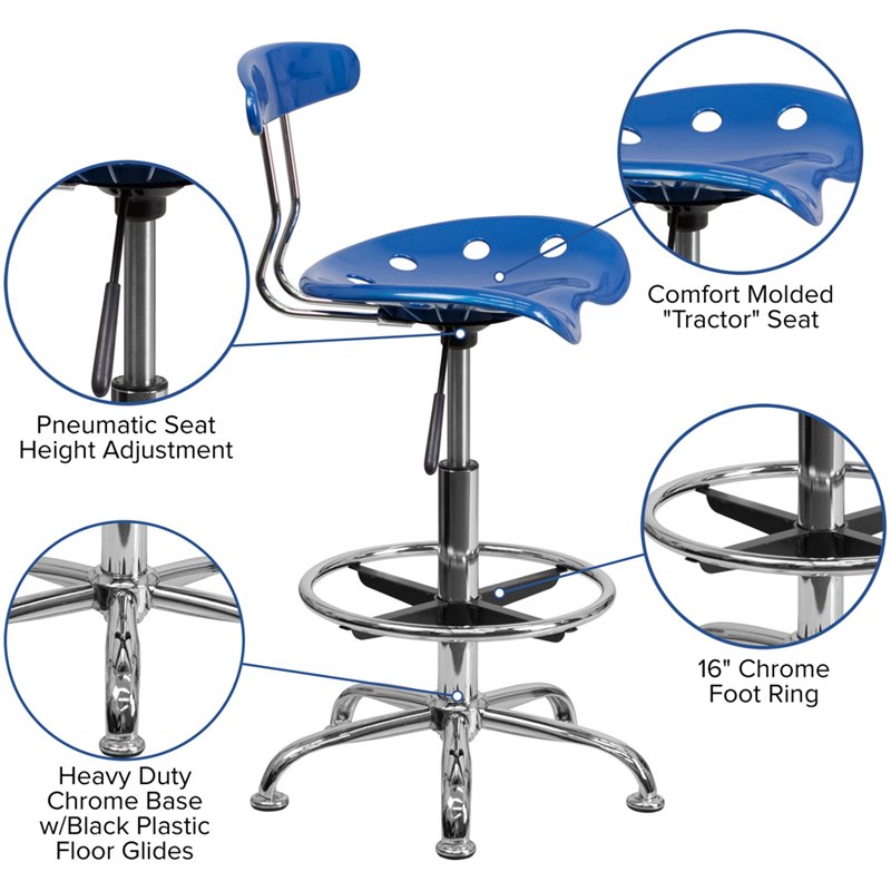 Flash Furniture Drafting Stool in Bright Blue