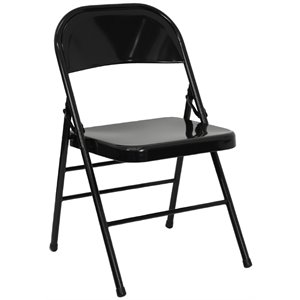 Flash Furniture Hercules Metal Folding Chair in Black (Set of 2)