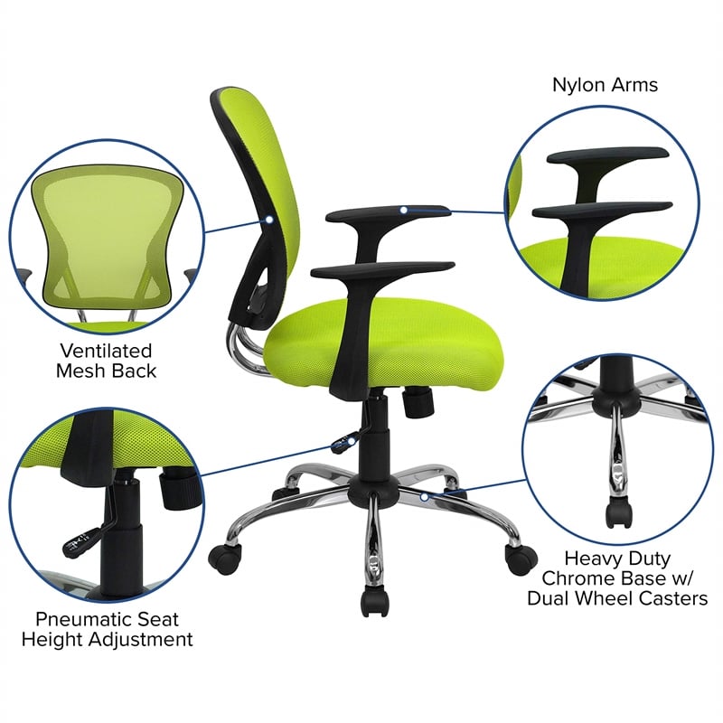 Flash Furniture Mid Back Mesh Office Chair in Green