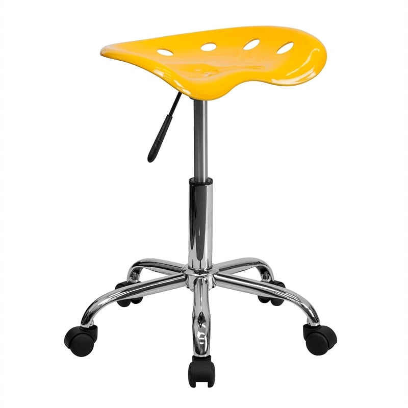 Flash Furniture Vibrant Chrome Adjustable Bar Stool in Orange Yellow