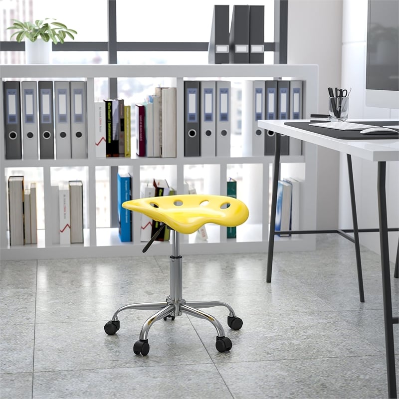 Flash Furniture Vibrant Chrome Adjustable Bar Stool in Orange Yellow