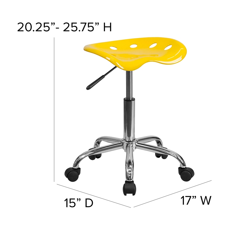 Flash Furniture Vibrant Chrome Adjustable Bar Stool in Orange Yellow