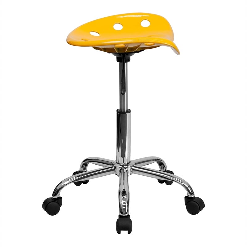 Flash Furniture Vibrant Chrome Adjustable Bar Stool in Orange Yellow