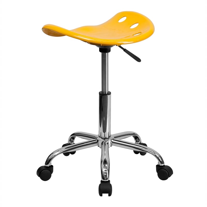 Flash Furniture Vibrant Chrome Adjustable Bar Stool in Orange Yellow