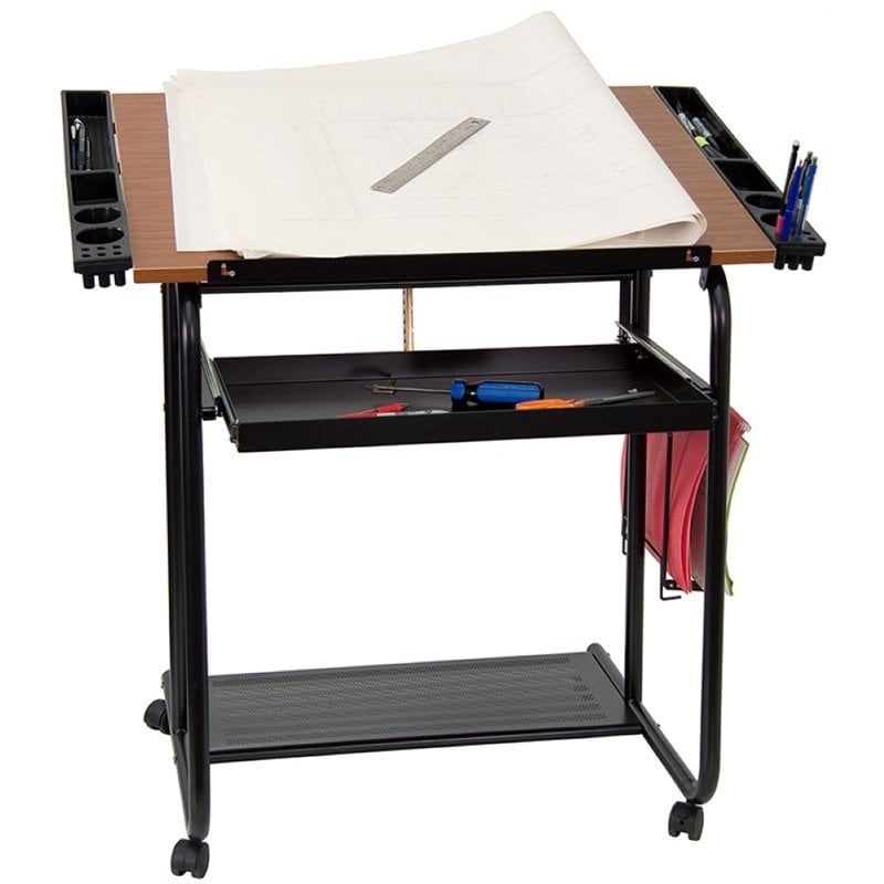 Flash Furniture Adjustable Drawing Table with Black Frame