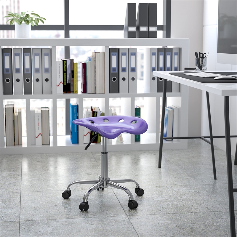 Flash Furniture Vibrant Chrome Adjustable Bar Stool in Violet