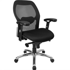 flash furniture mid back super mesh chrome base office swivel chair in black with fabric seat