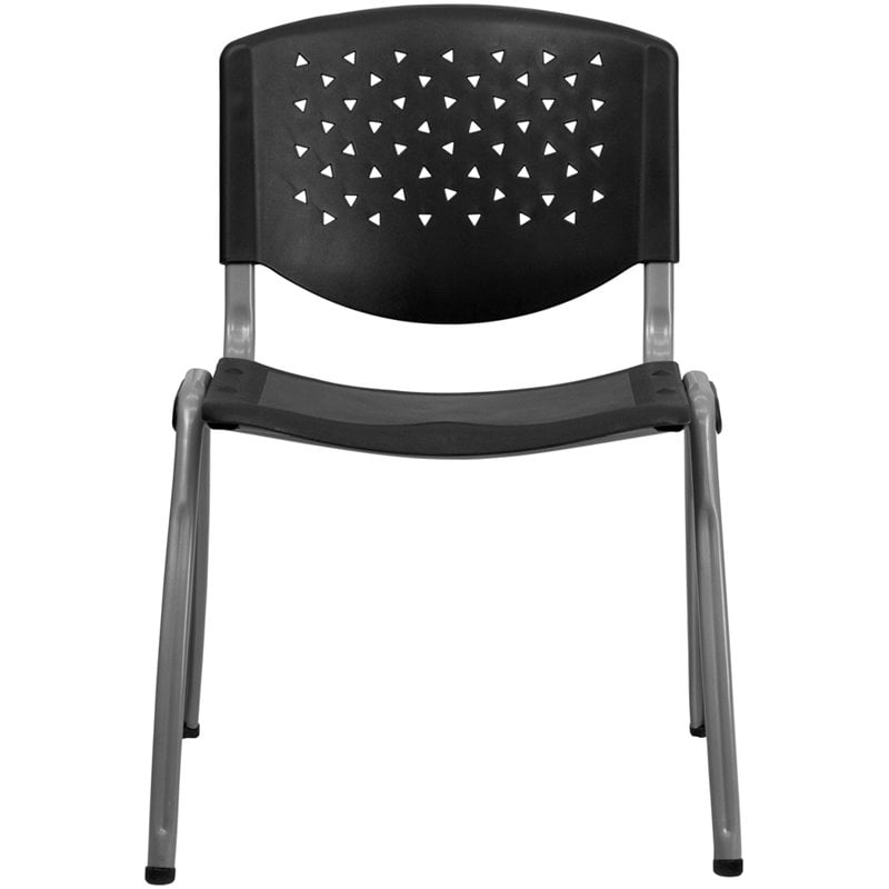 Flash Furniture Hercules Plastic Perforated Back Stacking Chair in Black