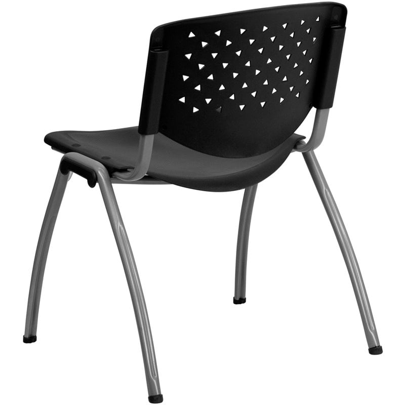 Flash Furniture Hercules Plastic Perforated Back Stacking Chair in Black