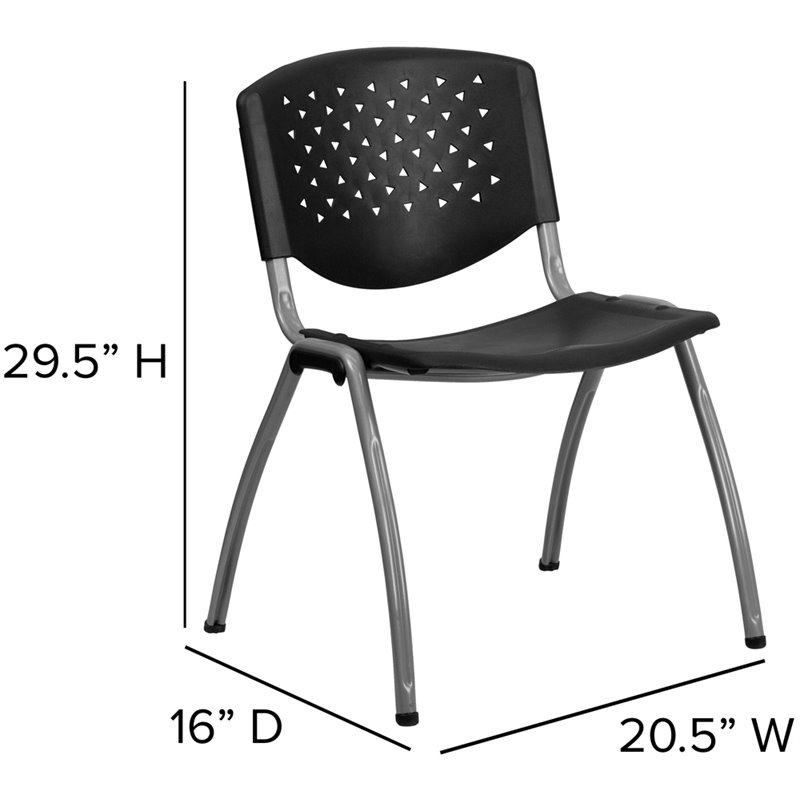 Flash Furniture Hercules Plastic Perforated Back Stacking Chair in Black