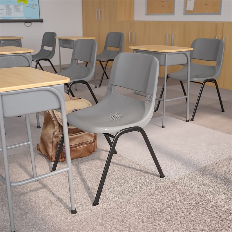 Flash Furniture Hercules Ergonomic Shell Back Stacking Chair in Gray