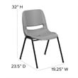 Flash Furniture Hercules Ergonomic Shell Back Stacking Chair in Gray