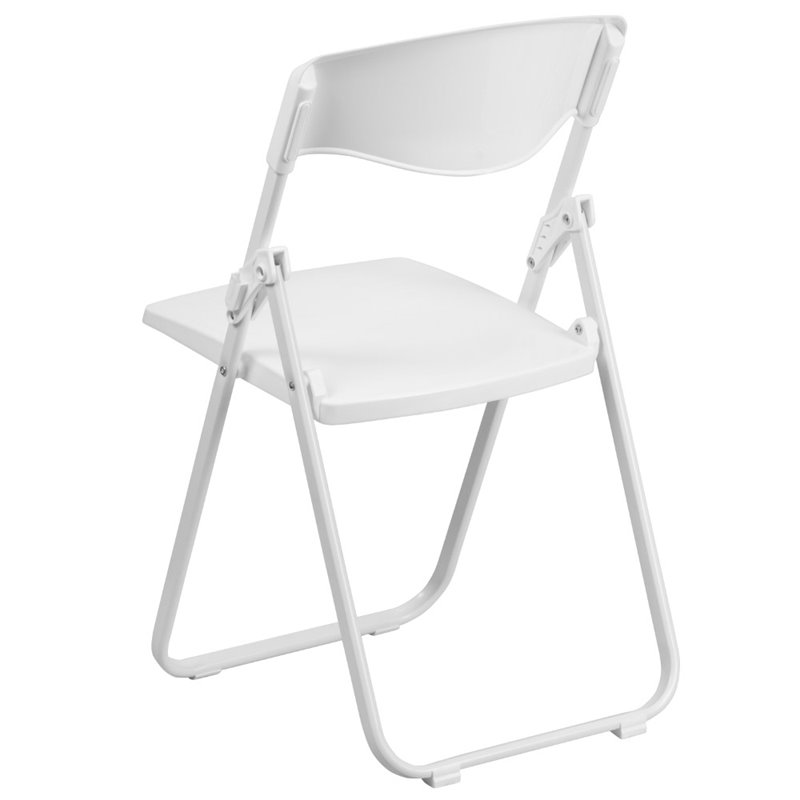 Flash Furniture Hercules Metal Contoured Back Folding Chair in White (Set of 2)