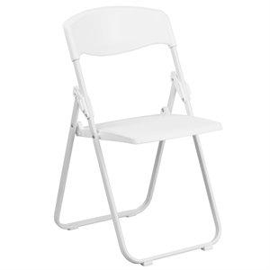 Flash Furniture Hercules Metal Contoured Back Folding Chair in White (Set of 2)