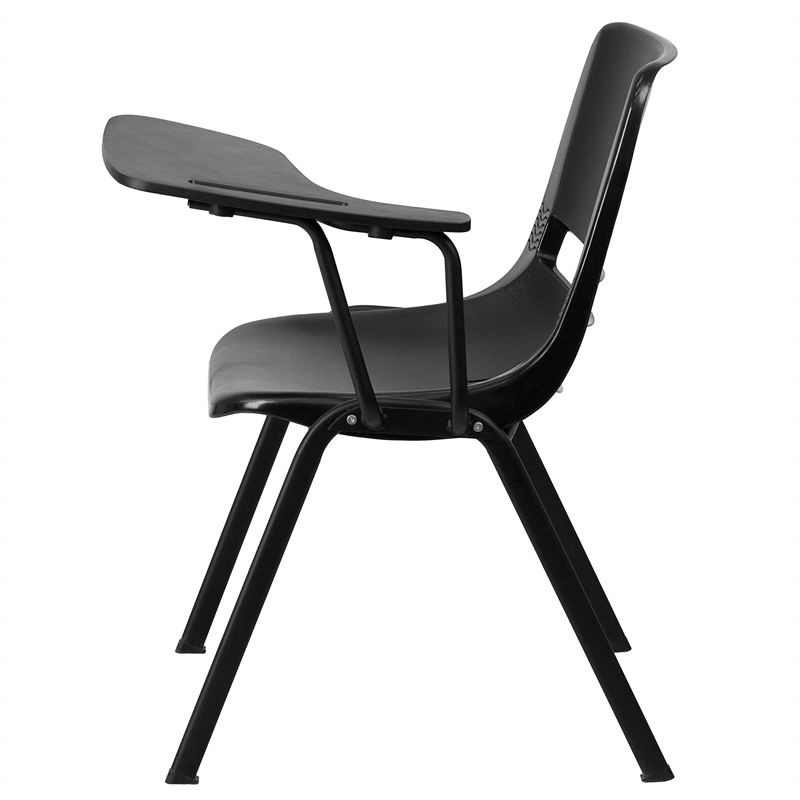 Flash Furniture Plastic Classroom Chair in Black with Left Arm Tablet