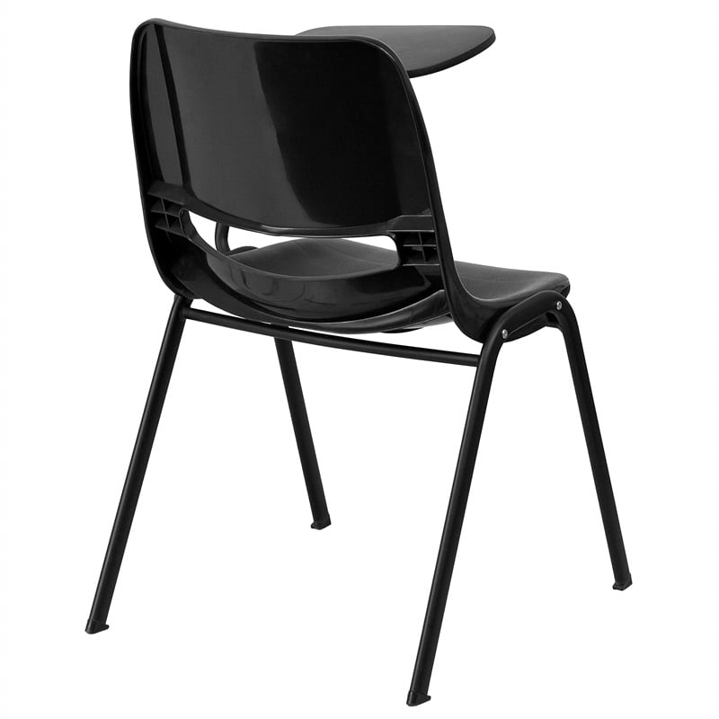 Flash Furniture Plastic Classroom Chair in Black with Left Arm Tablet