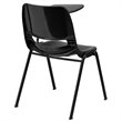 Flash Furniture Plastic Classroom Chair in Black with Left Arm Tablet