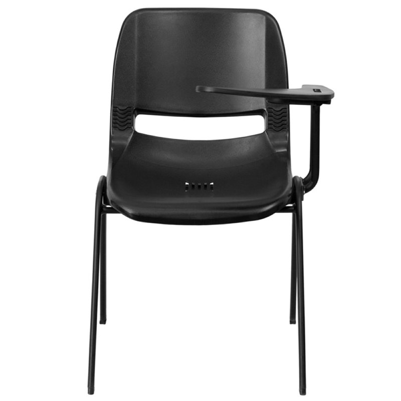 Flash Furniture Plastic Classroom Chair in Black with Left Arm Tablet