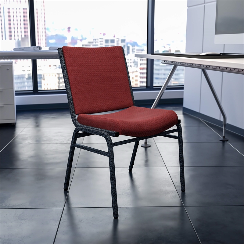 Flash Furniture Hercules Upholstered Stacking Chair in Burgundy