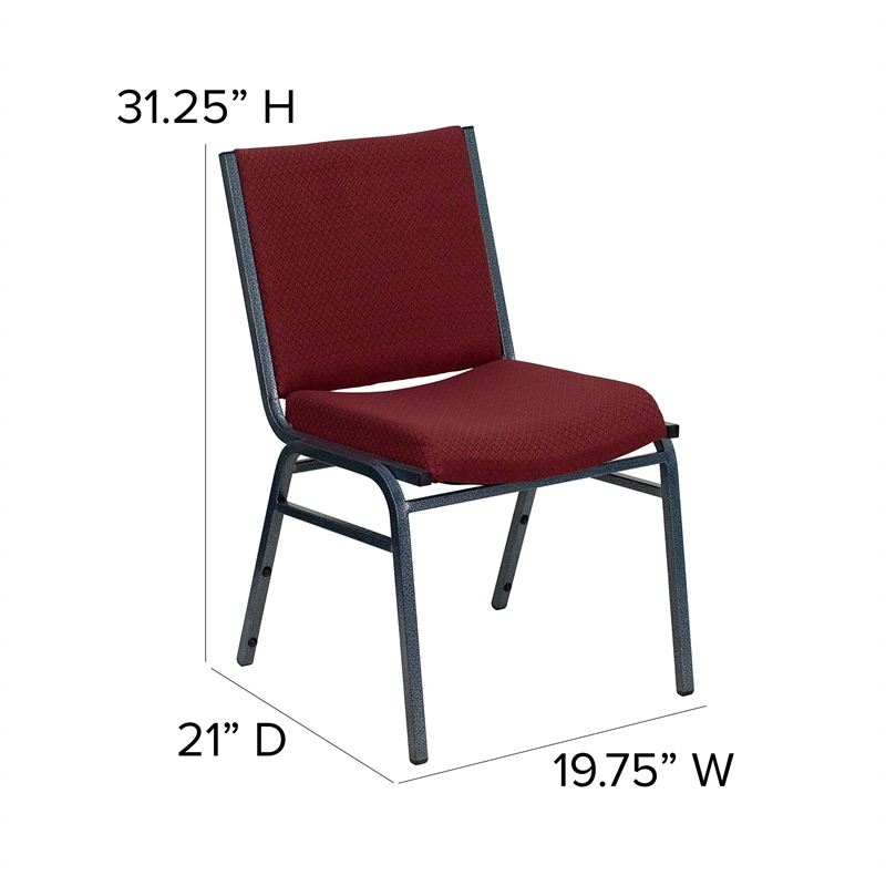 Flash Furniture Hercules Upholstered Stacking Chair in Burgundy