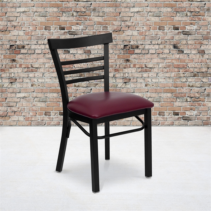 Flash Furniture Hercules Black Ladder Back Dining Chair in Cherry