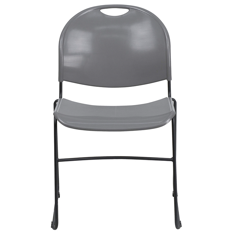 Flash Furniture Hercules Ultra Compact Stacking Chair in Gray and Black