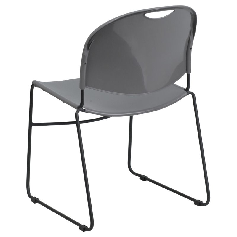 Flash Furniture Hercules Ultra Compact Stacking Chair in Gray and Black