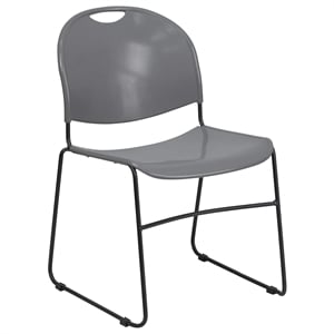 Flash Furniture Hercules Ultra Compact Stacking Chair in Gray and Black