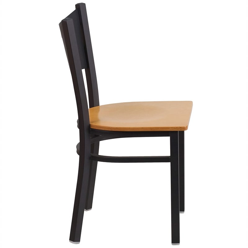 Flash Furniture Hercules Black Back Metal Dining Chair in Burgundy