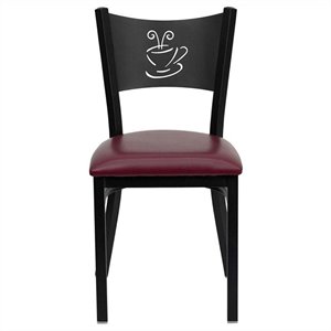 flash furniture hercules coffee back metal faux leather seat restaurant dining side chair in black