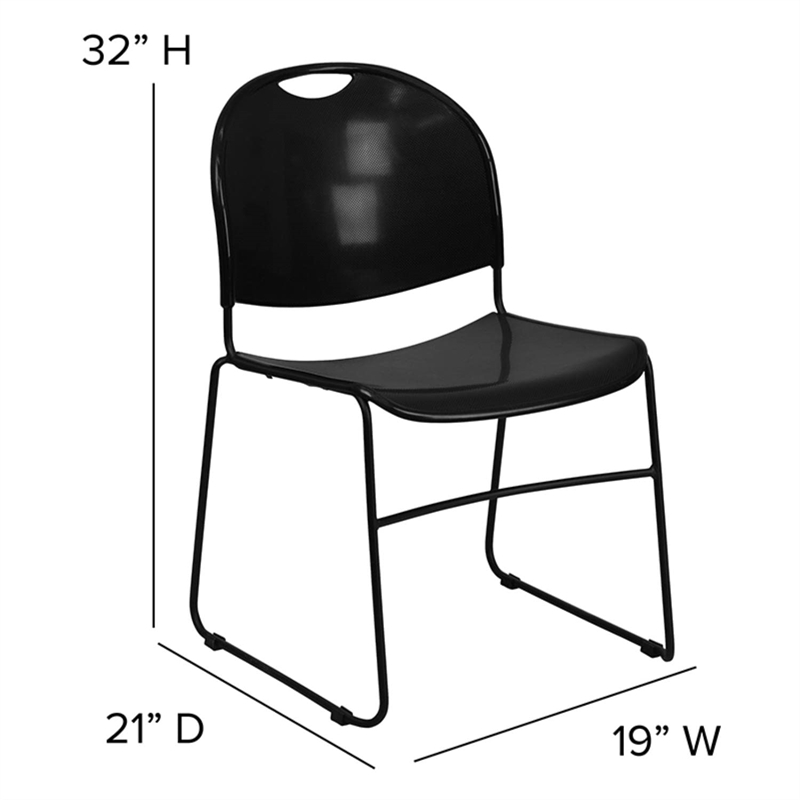 Flash Furniture Hercules Ultra Compact Stacking Chair in Black