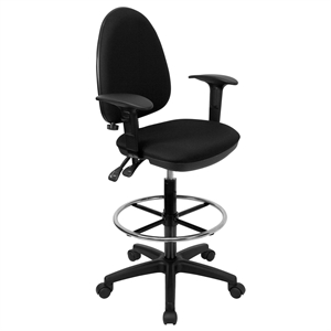 Flash Furniture Mid-Back Drafting Chair with Arms in Black