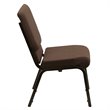 Flash Furniture Fabric Church Stacking Chair in Brown and Goldvein