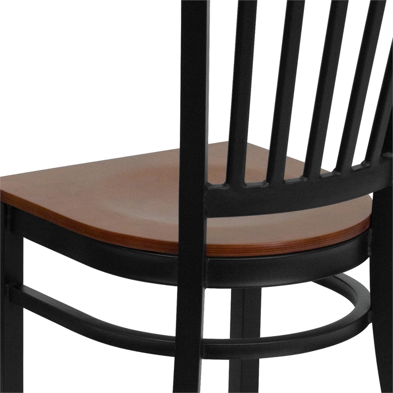Flash Furniture Hercules Black Back Metal Dining Chair in Cherry