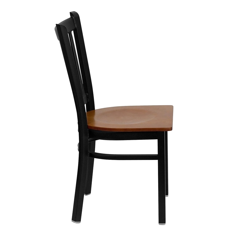 Flash Furniture Hercules Black Back Metal Dining Chair in Cherry