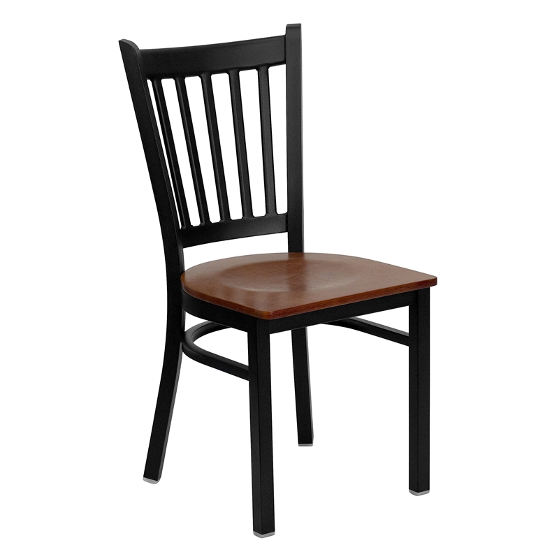 Flash Furniture Hercules Black Back Metal Dining Chair in Cherry