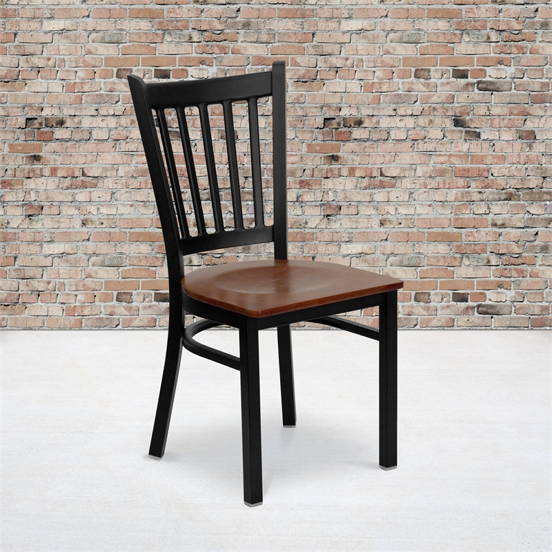 Flash Furniture Hercules Black Back Metal Dining Chair in Cherry