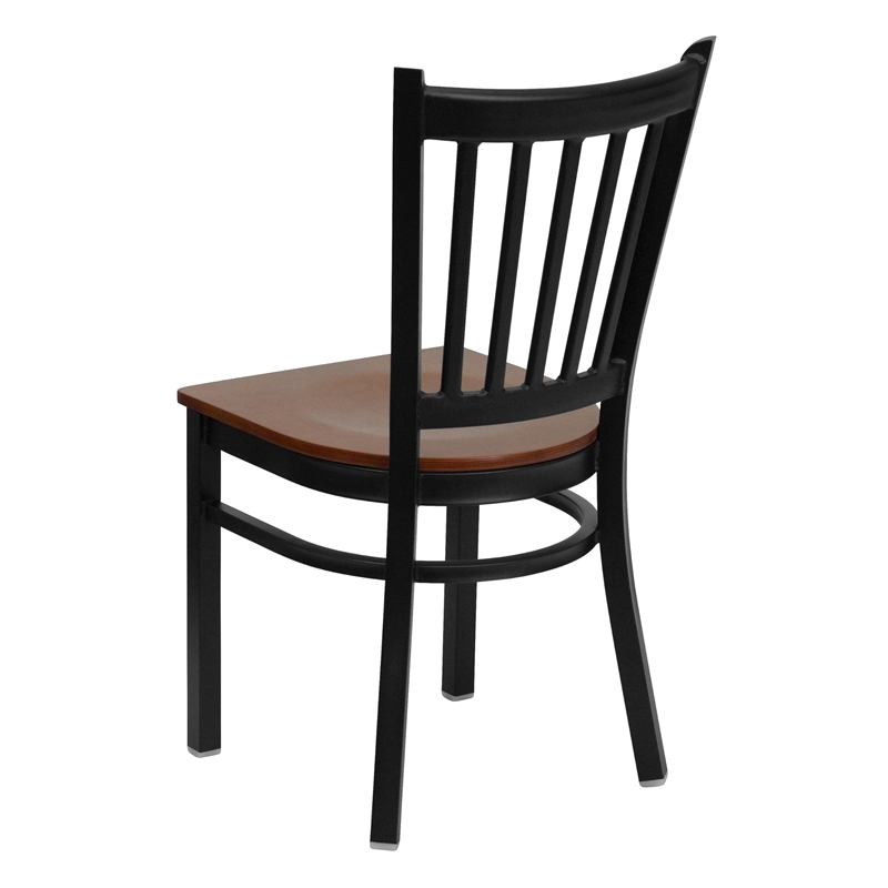 Flash Furniture Hercules Black Back Metal Dining Chair in Cherry