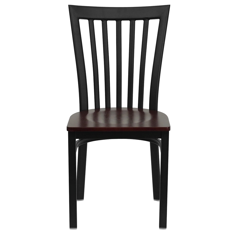Flash Furniture Hercules Black Back Metal Dining Chair in Mahogany