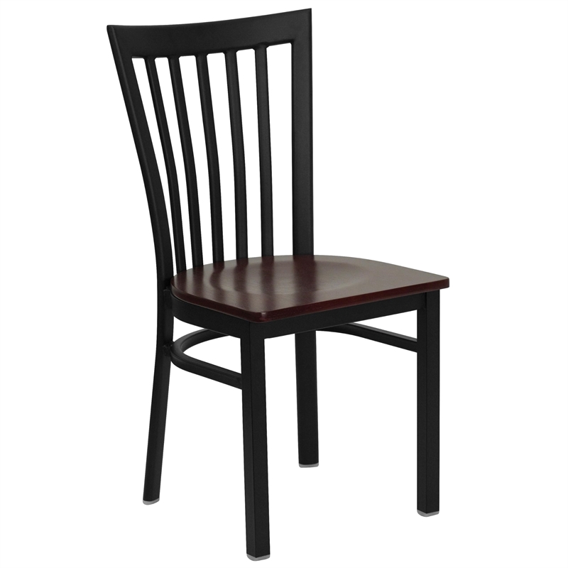 Flash Furniture Hercules Black Back Metal Dining Chair in Mahogany