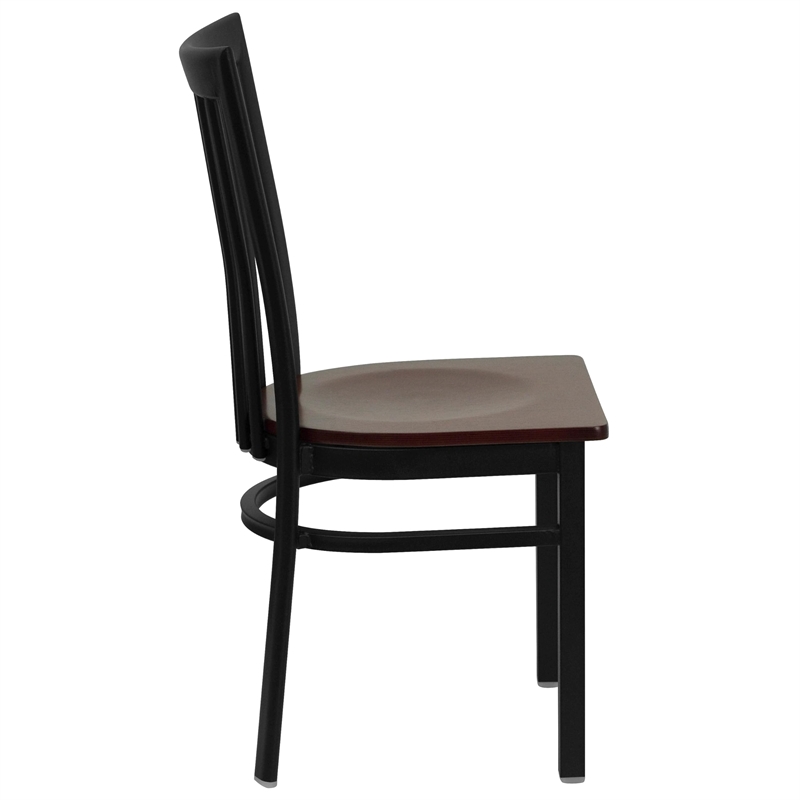 Flash Furniture Hercules Black Back Metal Dining Chair in Mahogany